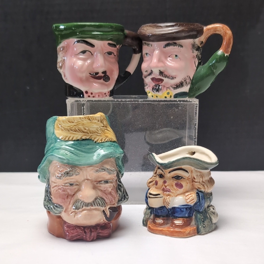 Vintage Toby Style Collector Mini Mugs Lot of 4